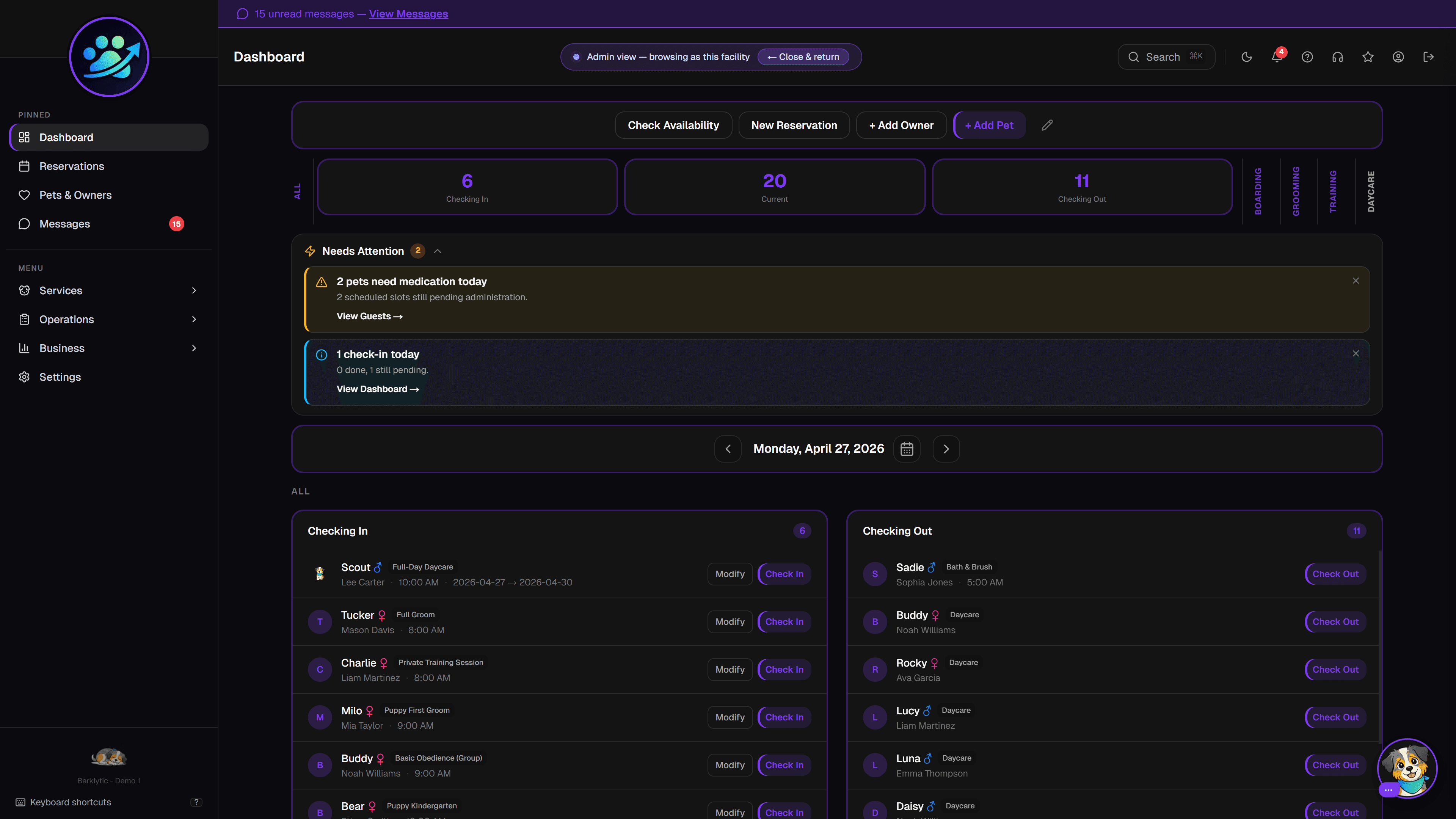 Dark mode dashboard